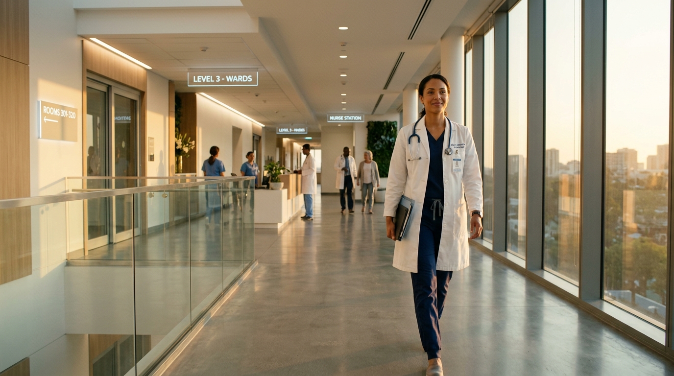 Healthcare professional in a modern hospital